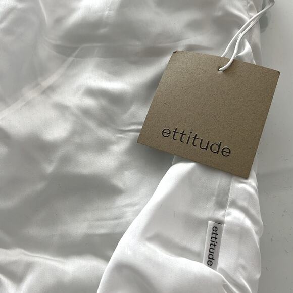 NWT $250 ANTHROPOLOGIE lovers ETTITUDE ROBE bamboo loycell sateen white M - Picture 5 of 14